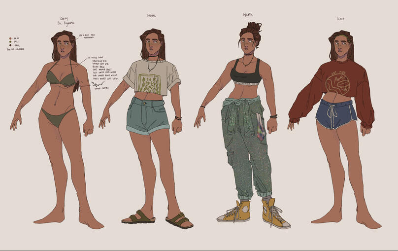 One Character, Three Outfits