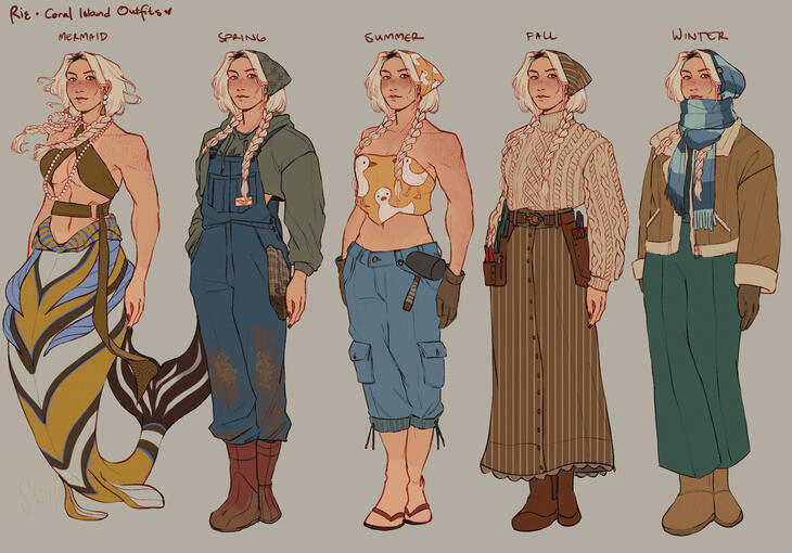 One Character, Five Outfits